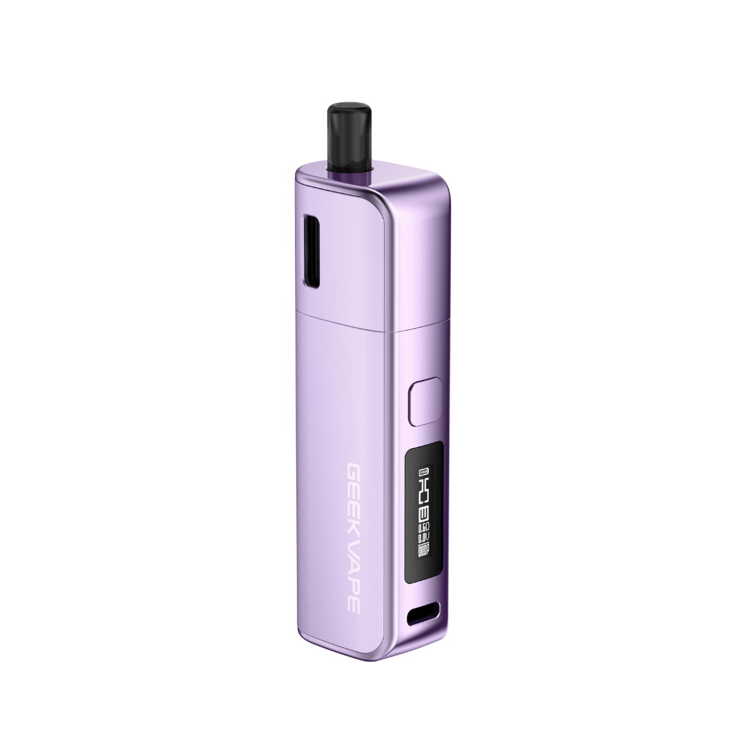 Geekvape Soul Pod Vape Kit in violet with a sleek design and digital display.