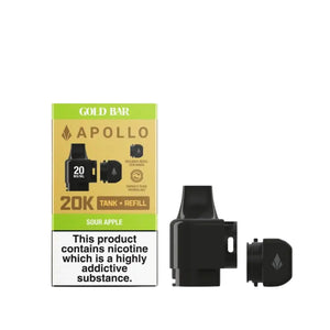 Gold Bar Apollo Prefilled Pod & Refill Sour Apple Flavour for the Gold Bar Apollo Pod Kit 