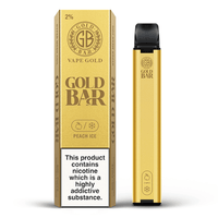 Gold Bar disposable vape pen, Peach Ice flavour, 600 puffs, with packaging, 2% nicotine.