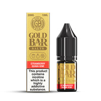 Gold Bar Nic Salt e-liquid, Strawberry Guava Kiwi flavour, 20mg, 10ml bottle and box.