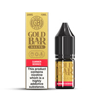 Gold Bar Nic Salt Summer Berries e-liquid bottle and box, 20mg, 10ml.