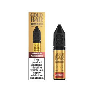 Gold Bar Raspberry Watermelon 10ml Nic Salt E-liquid - Perfect for Refillable Vape Kits