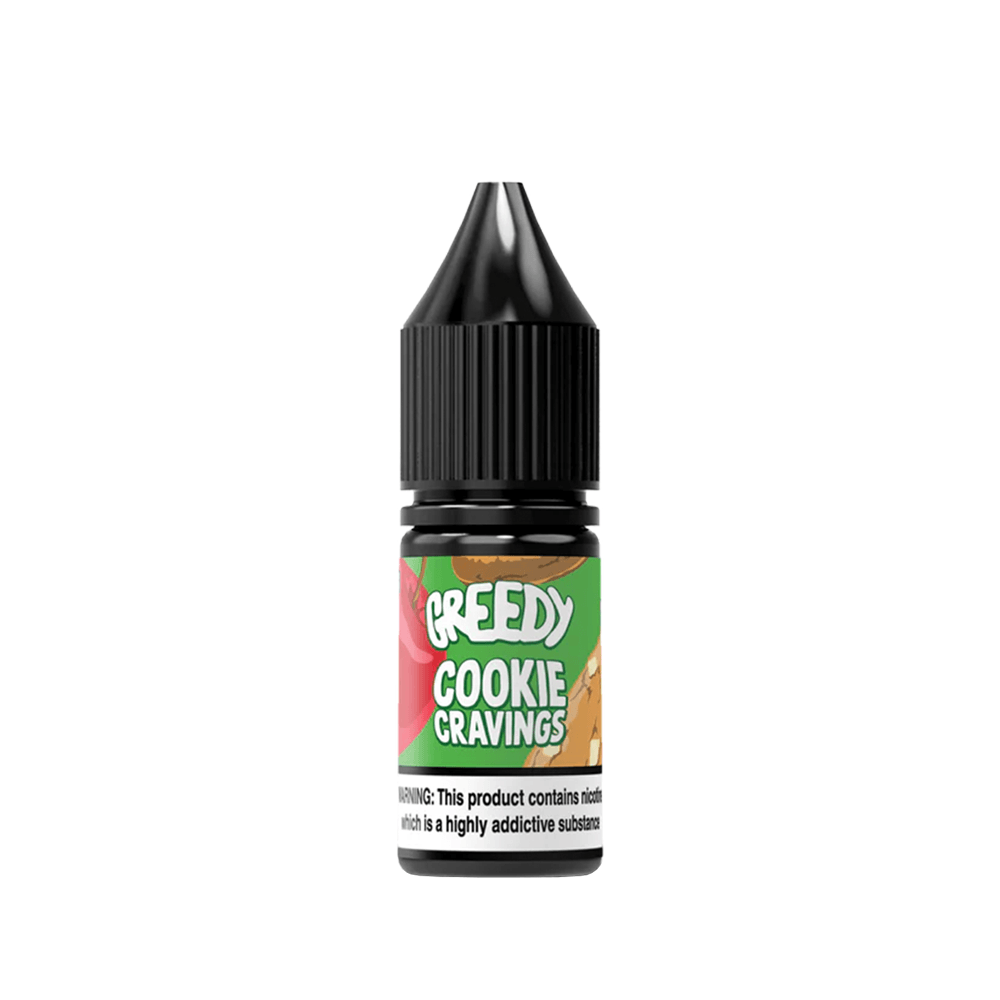 Greedy Bear Cookie Cravings e-liquid bottle with a colourful label.