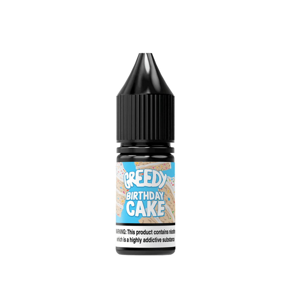 Greedy Bear Birthday Cake vape juice bottle with a fun label design.