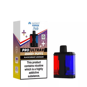 Hayati Pro Ultra blackcurrant lemonade, 25,000 puffs and 20mg nic salt for the Hayati Pro Ultra Plus 25K vape kit