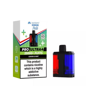 Hayati Pro Ultra lemon & mint , 25,000 puffs and 20mg nic salt for the Hayati Pro Ultra Plus 25K vape kit