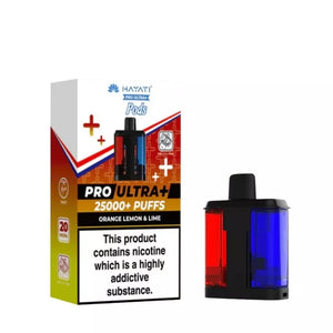 Hayati Pro Ultra orange lemon & lime, 25,000 puffs and 20mg nic salt for the Hayati Pro Ultra Plus 25K vape kit