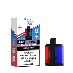 Hayati Pro Ultra Plus Refill in Blue Razz Cherry flavour for the Hayati Pro Ultra Plus with 25000+ puffs and 20mg nicotine strength