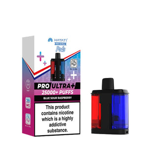 Hayati Pro Ultra Plus Refill in Blue Sour Raspberry flavour for the Hayati Pro Ultra Plus with 25000+ puffs and 20mg nicotine strength