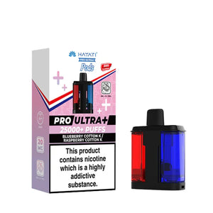 Hayati Pro Ultra Plus Refill in Blueberry Cotton K Raspberry Cotton K flavour for the Hayati Pro Ultra Plus with 25000+ puffs and 20mg nicotine strength