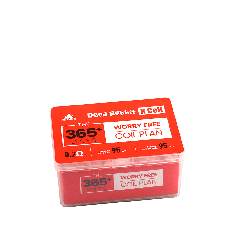 Red Hellvape Dead Rabbit R Coil kit box with 95 coils, 0.2Ω resistance.