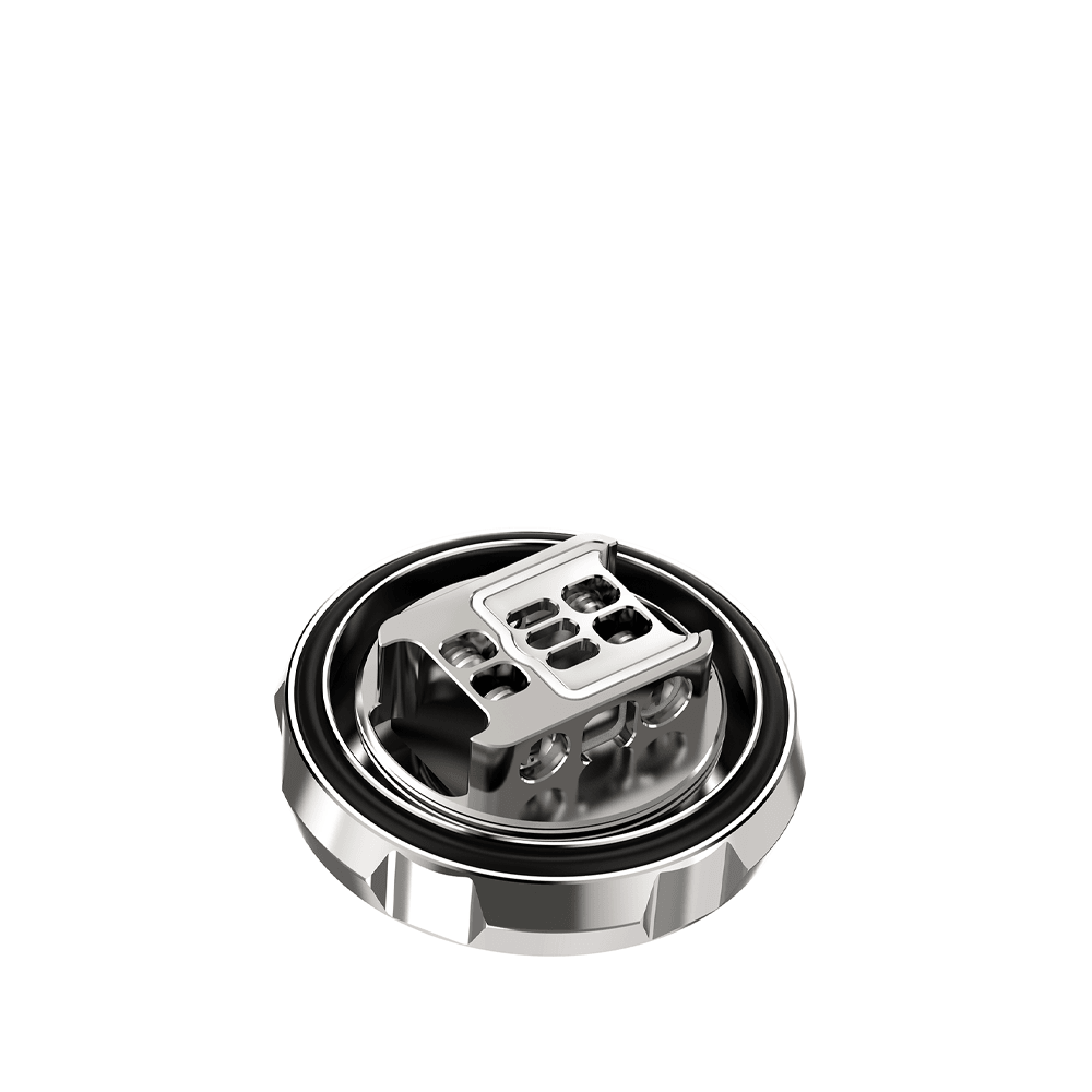 Hellvape Dead Rabbit Solo RTA in silver, showing its intricate build deck design.