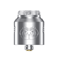 Hellvape Drop Dead 2 RDA in silver, featuring detailed engravings and a frosted drip tip.