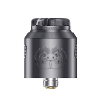 Hellvape Drop Dead 2 RDA in black with engraved design, shown on a white background.