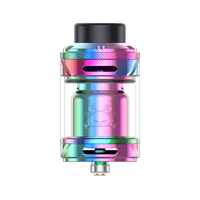 Hellvape Fat Rabbit 2 RTA in rainbow finish, showcasing its sleek design and logo.