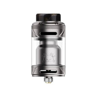 Hellvape Fat Rabbit 2 Solo RTA in gunmetal with a transparent tank and logo.