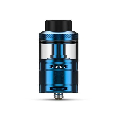 Blue Hellvape Fat Rabbit RTA 28mm with sleek design and adjustable airflow.