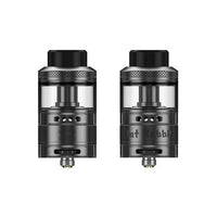 Hellvape Fat Rabbit RTA, 28mm, gunmetal finish, dual airflow design, side-by-side view.