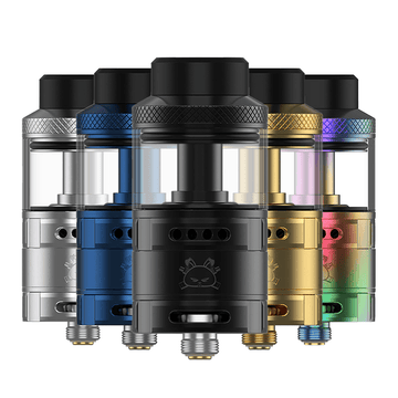 Hellvape Fat Rabbit Solo RTA in various colours, displayed in a row.