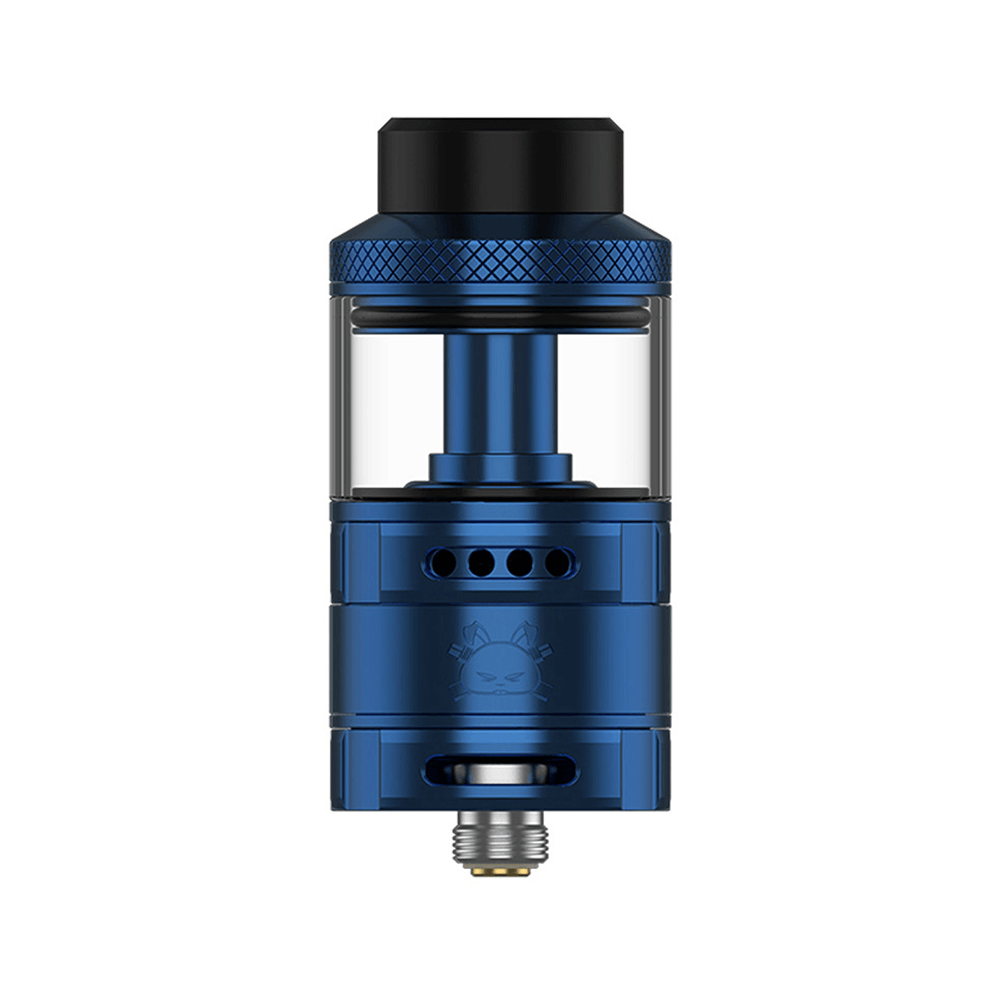 Blue Hellvape Fat Rabbit Solo RTA with transparent tank and adjustable airflow.