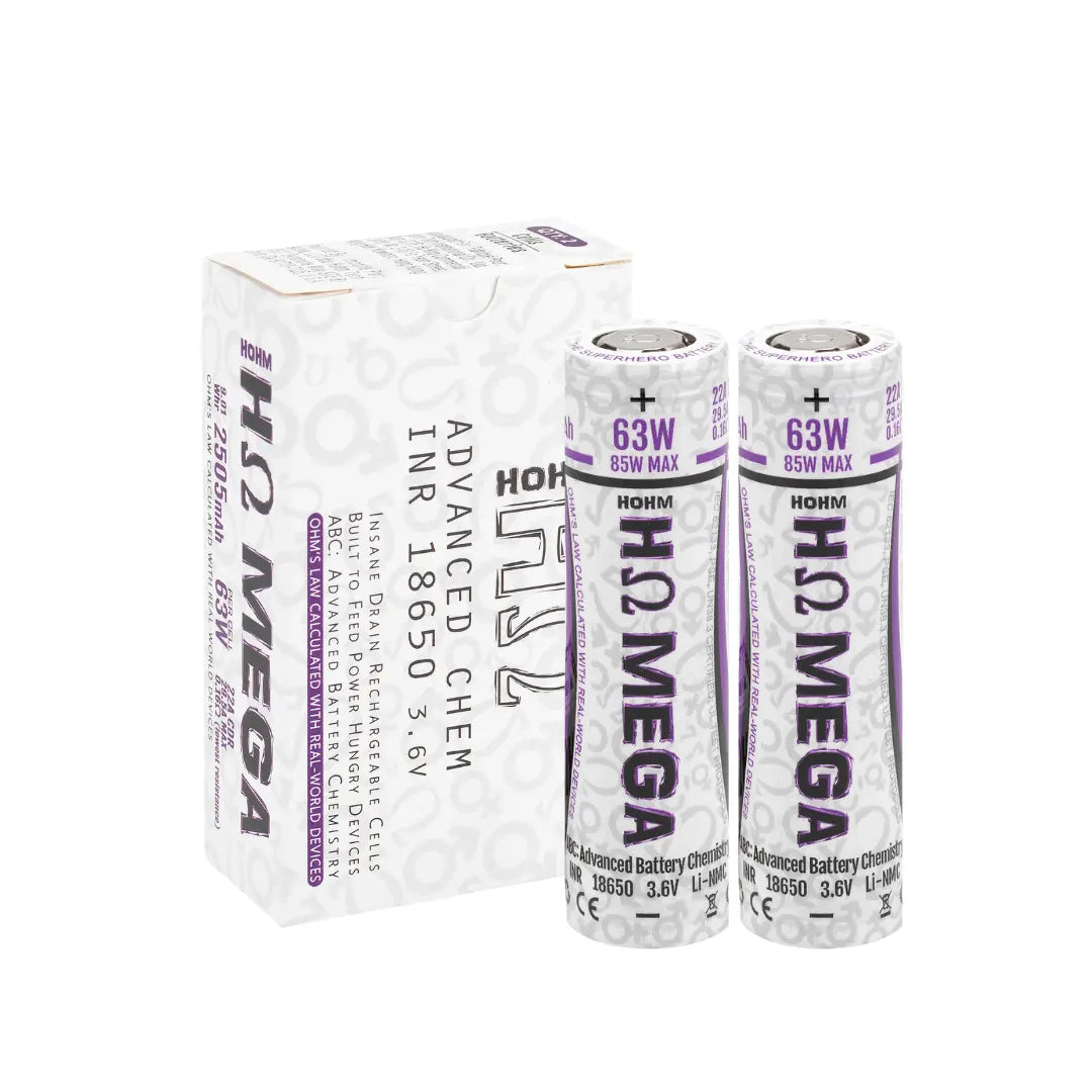Hohm Tech Mega 18650 Batteries Twin Pack | 2505mAh Vape Cells Hohm Tech Mega 18650 Batteries Twin Pack | 2505mAh Vape Cells