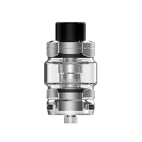 HorizonTech Falcon Legend sub-ohm vape tank, silver, with knurled design and black drip tip.