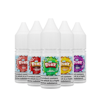 Five Ice Blox 10ml vape juice bottles with different flavours displayed in a row.