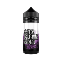 100ml vape juice bottle with "Ice Home Doe" label, purple and black design.