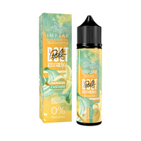 IMP Jar Zeus Juice Exclusive 50ml Banana Custard e-liquid bottle and box with 0% nicotine.