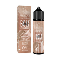 Zeus Juice White Chocolate Mocha e-liquid bottle and box with 0% nicotine label.