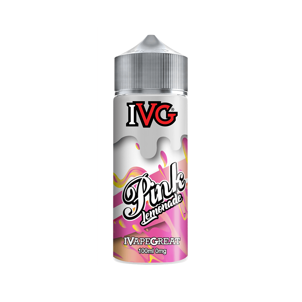 IVG Pink Lemonade 100ml vape juice bottle with a colourful label design.