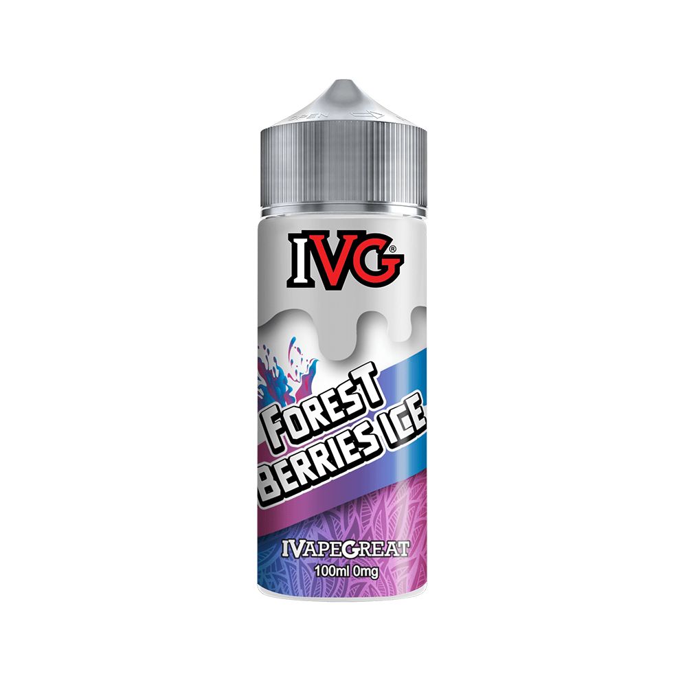 IVG Forest Berries Ice vape juice, 100ml bottle with colourful berry-themed label.