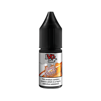 IVG Salt Mango Peach e-liquid bottle with black cap, featuring vibrant fruit graphics.