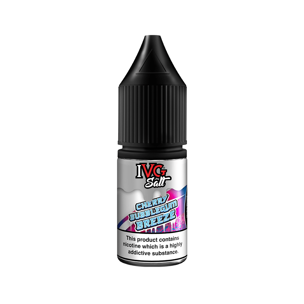 IVG Salt e-liquid bottle with Cherry Bubblegum Freeze flavour branding.