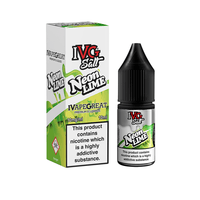 IVG Neon Lime vape juice bottle and box, 10ml, with nicotine warning.