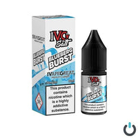 IVG Salt Blueberg Burst vape juice bottle and box with nicotine warning.