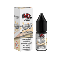 IVG Salt Vanilla Biscuit e-liquid bottle and packaging, 10ml, 10mg/ml nicotine.