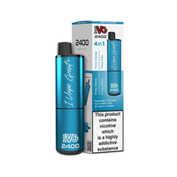 IVG 2400 disposable vape pod kit, blue packaging, with "I Vape Great" branding.