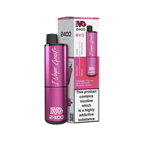 IVG 2400 disposable vape pod in pink packaging, highlighting grape and watermelon flavours.