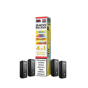 IVG 2400 Reload Pods for IVG 2400 Prefilled Kit - 4 Flavours - Banana Edition - Banana Ice - Banana Strawberry Blueberry Ice - Banana Pineapple Coconut - Banana Orange Ice 