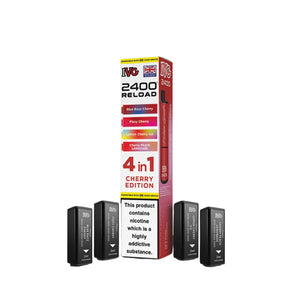 IVG 2400 Reload Pods for IVG 2400 Prefilled Kit - 4 Flavours - Cherry Edition - Blue Razz Cherry - Fizzy Cherry - Lemon Cherry Ice - Cherry Peach Lemonade 