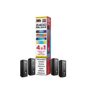 IVG 2400 Reload Pods for IVG 2400 Prefilled Kit - 4 Flavours - Fruit and Mint Edition - Grape Mint - Watermelon Mint - Blueberry Mint - Lemon Mint 