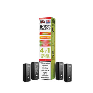 IVG 2400 Reload Pods for IVG 2400 Prefilled Kit - 4 Flavours - Melon Edition - Triple Melon - Honey Dew Melon - Melon Strawberry - Melon Kiwi Raspberry 