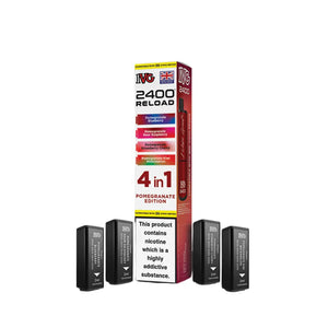 IVG 2400 Reload Pods for IVG 2400 Prefilled Kit - 4 Flavours - Pomegranate Edition - Pomegranate Blueberry - Pomegranate Sour Raspberry - Pomegranate Strawberry Cherry - Pomegranate Kiwi Watermelon 