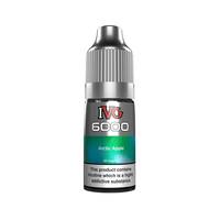 IVG 6000 Arctic Apple 10ml nic salt bottle with a warning label.