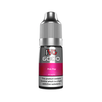 IVG 6000 Pink Pop 20mg/mL nicotine salt e-liquid bottle with warning label.