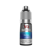 IVG 6000 Blue Frost 10ml nicotine salt bottle with text warning of nicotine content.