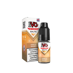 IVG Intense Nic Salt Vanilla Biscuit Flavour perfect for Pod Vape Kits and Starter Vape Kits