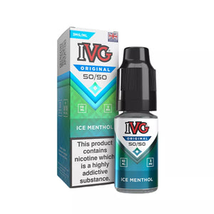 IVG Original Ice Menthol 50/50 e-liquid 10ml bottle with 3mg nicotine strength made in UK for pod kits and mouth-to-lung vaping