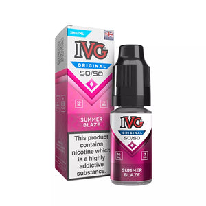 IVG Original Summer Blaze 50/50 e-liquid 10ml bottle with 3mg nicotine strength made in UK for pod kits and MTL vaping devices